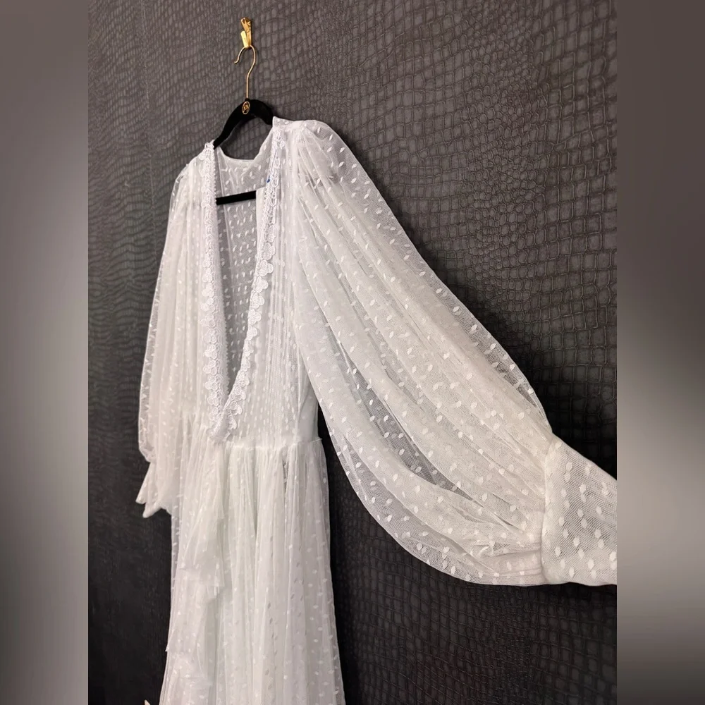 Elegant Sheer White Maxi Dress - Good for Maternity Shoot - Picture 4 of 9